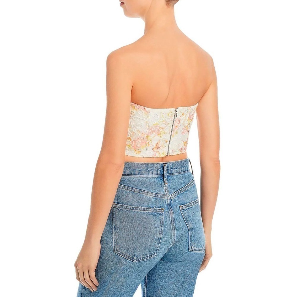 NWT BARDOT LILA SUNNY FLORAL UNDERWIRE BUSTIER CORSET CROP WHITE PINK SIZE 10 - Picture 2 of 7